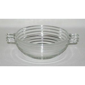 Anchor Hocking MANHATTAN Horizontal Ribbed Crystal Small Two-Handled Sauce Bowl